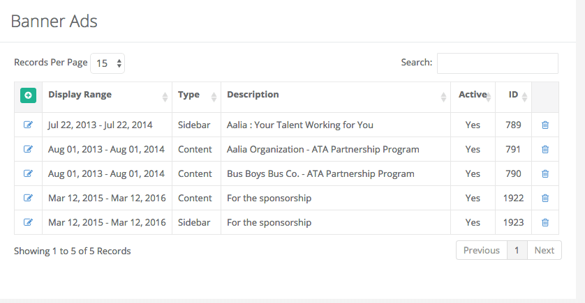 Edit Banner Ad Associations Management Online