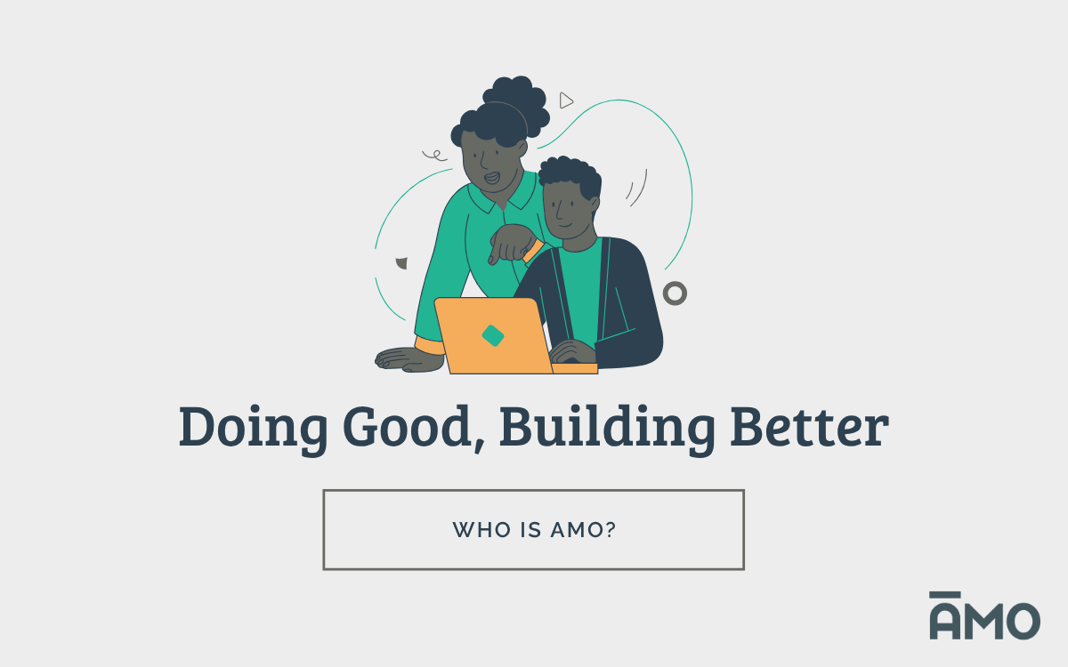 Doing Good, Building Better; Two people working on computer. (AMO)